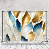 Lofaris Blue Grey Gold Leaf Marble Texture Photo Backdrop